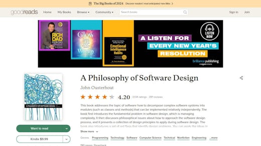 „A Philosophy of Software Design“ von John Ousterhout